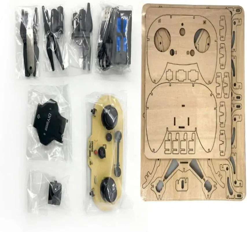 Mini-Drone-Quadcopter-Portable-Doré-Construction-En-Bois-2