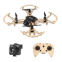 Mini Drone Quadcopter Portable Doré Construction En Bois