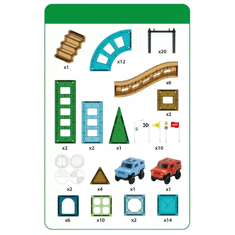 Blocs Magnétiques Panneaux ÉDucatifs Pour Enfants Ensemble De 96 Pièces De Voitures 1