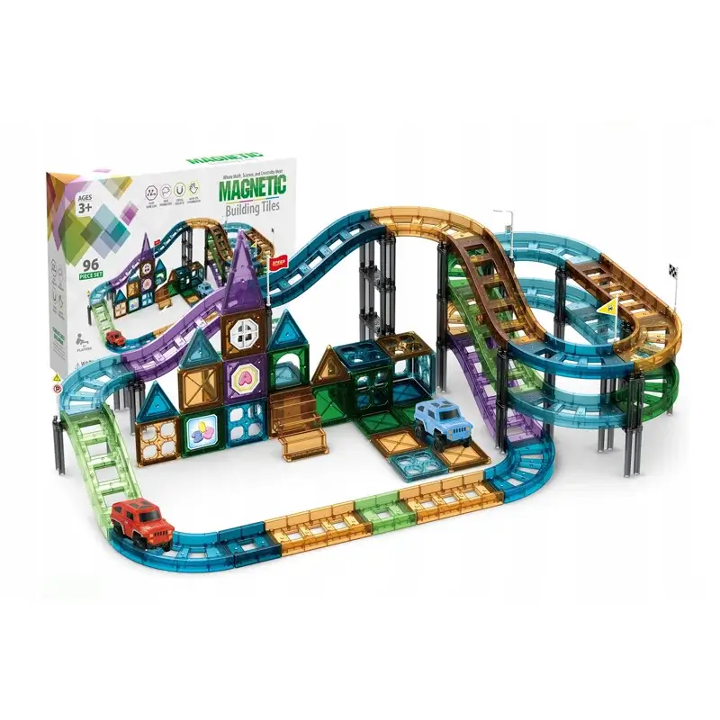 Blocs Magnétiques Panneaux ÉDucatifs Pour Enfants Ensemble De 96 Pièces De Voitures