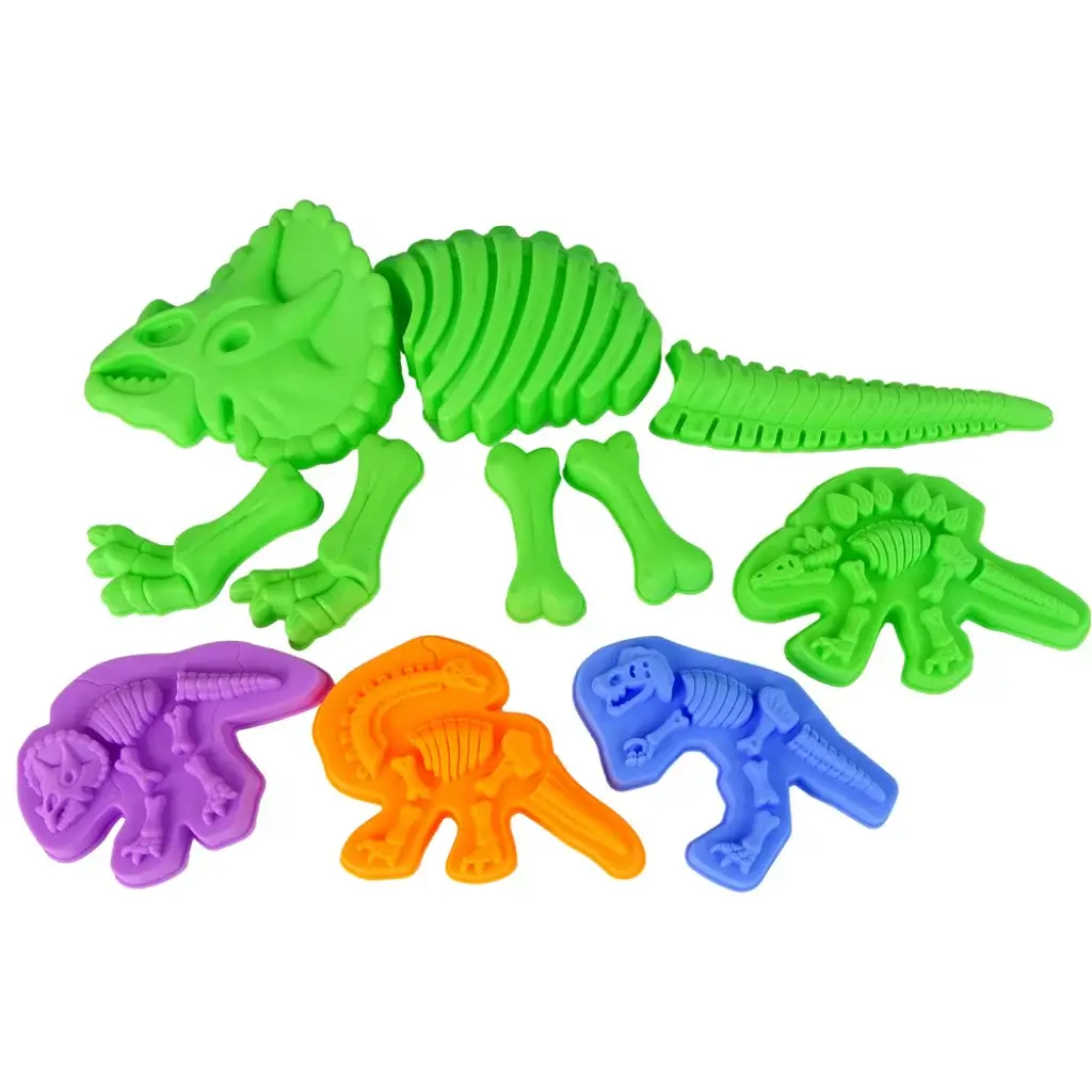 Ensemble De Sable Cinétique Avec Moules En Forme De Dinosaures